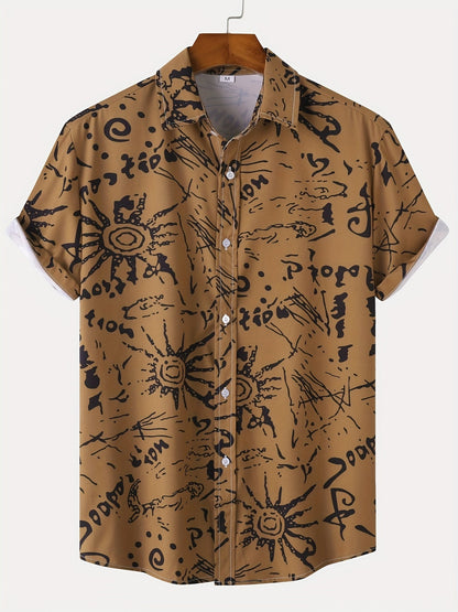 Chemise de villégiature à manches courtes pour homme avec imprimé coquillages – Look estival maritime pour la plage et les loisirs