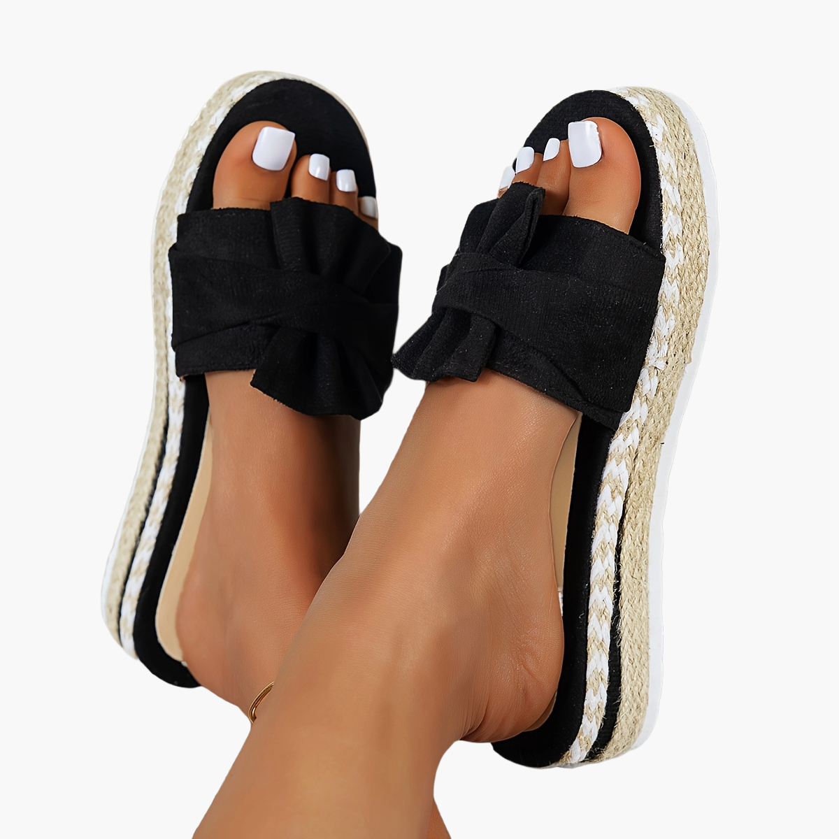 Damen Plateau-Sandalen mit Schleife – Bequeme Sommerschuhe für Freizeit und Urlaub
