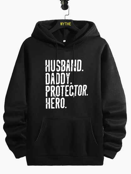 Herren Hoodie mit Statement Print – Husband Daddy Protector Hero – Casual Stil für Alltag und Freizeit