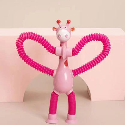 Kinder cartoon giraffe fidget speelgoed – telescopische zuignap anti-stress speelfiguur – unisex, sensorisch leerspeelgoed