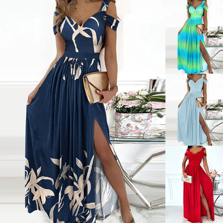 Judith – Boho spaghetti bandjurk met split