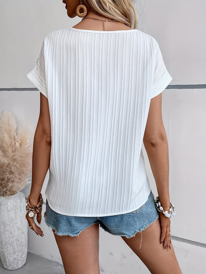 Top estivo casual da donna a maniche corte con scollo rotondo – Maglietta elegante per il tempo libero