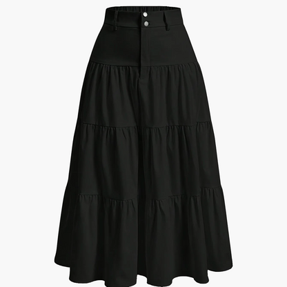 Damen Maxirock mit hoher Taille und Stufen-Design – Eleganter Freizeitrock für Frühling und Sommer