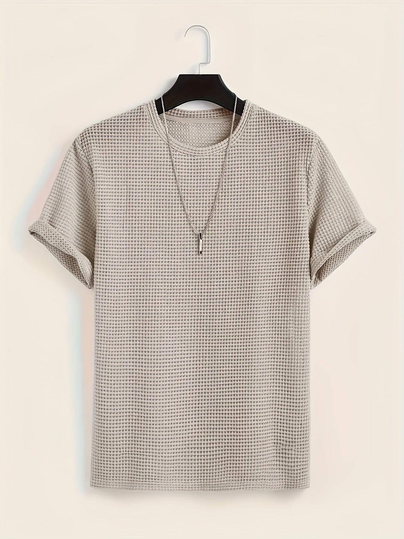 Męski krótki rękaw T-shirt ze strukturą i nowoczesnym stylem casualowym