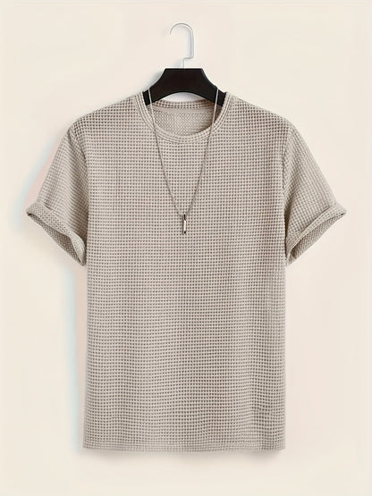 Męski krótki rękaw T-shirt ze strukturą i nowoczesnym stylem casualowym