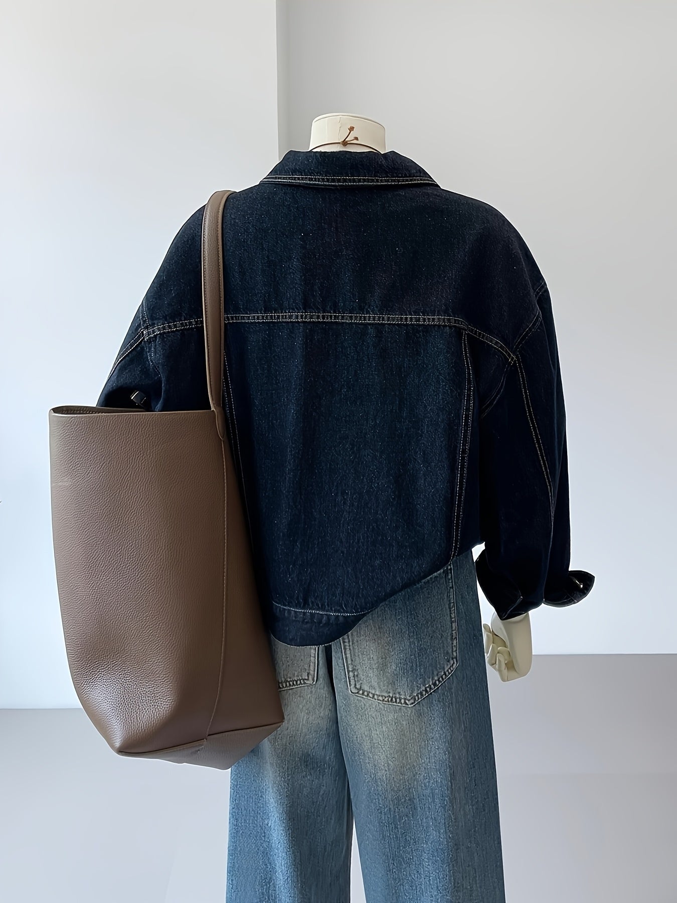 Jeansjacke Damen Blau Übergröße Kurzer Schnitt