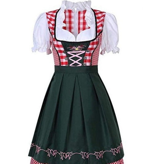 Dame Dirndl-kjole tradisjonell Oktoberfest tradisjonell kjole med forkle og bluse – Perfekt for folkefester og feiringer