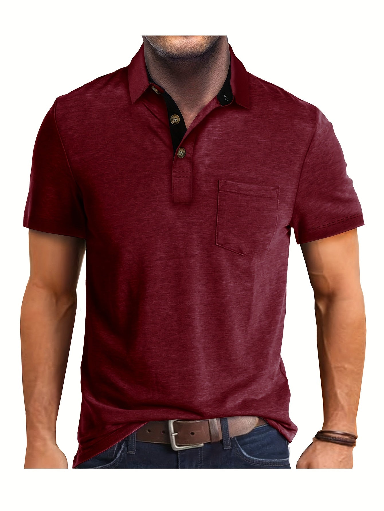 Polo uomo manica corta con taschino – Camicia casual moderna per tutti i giorni e il tempo libero