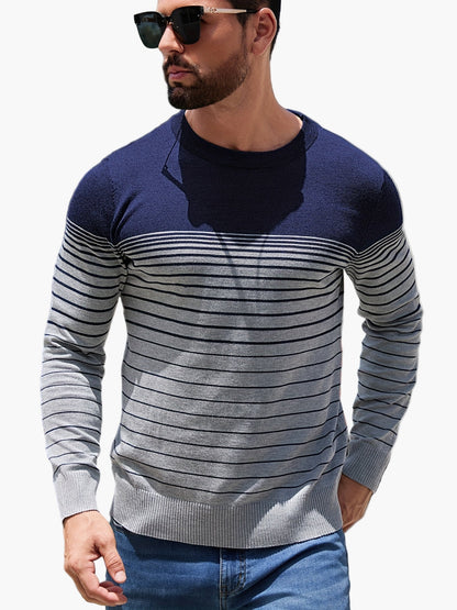 Herren Strickpullover mit Streifenmuster – Lässiger Freizeit-Look für Alltag und Büro