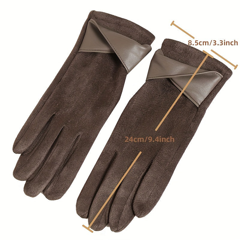Damen Handschuhe Braun mit Manschetten-Design Elegante Winter-Accessoires