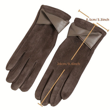 Damen Handschuhe Braun mit Manschetten-Design Elegante Winter-Accessoires