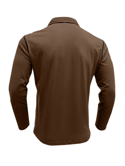 Langærmet poloshirt til herrer med knaplukning og brystlomme