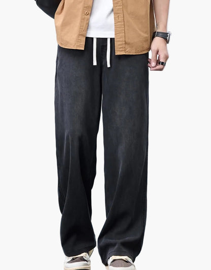 Herren Weite Jeans mit Kordelzug – Lässiger Straight-Leg Style für Freizeit und Alltag