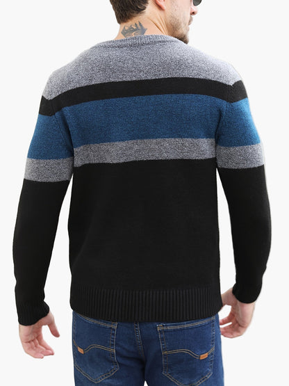 Jersey de punto para hombre con patrón de rayas – Jersey casual a la moda para otoño e invierno