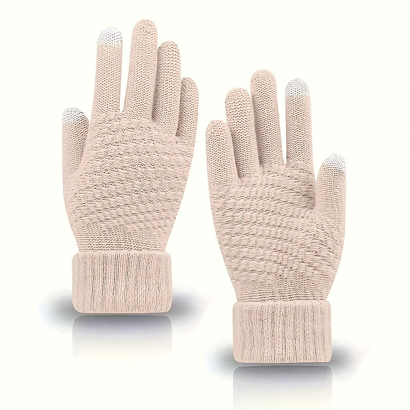 Guantes de punto unisex con función para pantalla táctil, con forro cálido