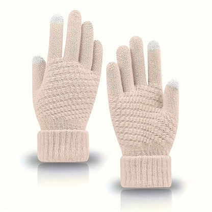Guantes de punto unisex con función para pantalla táctil, con forro cálido