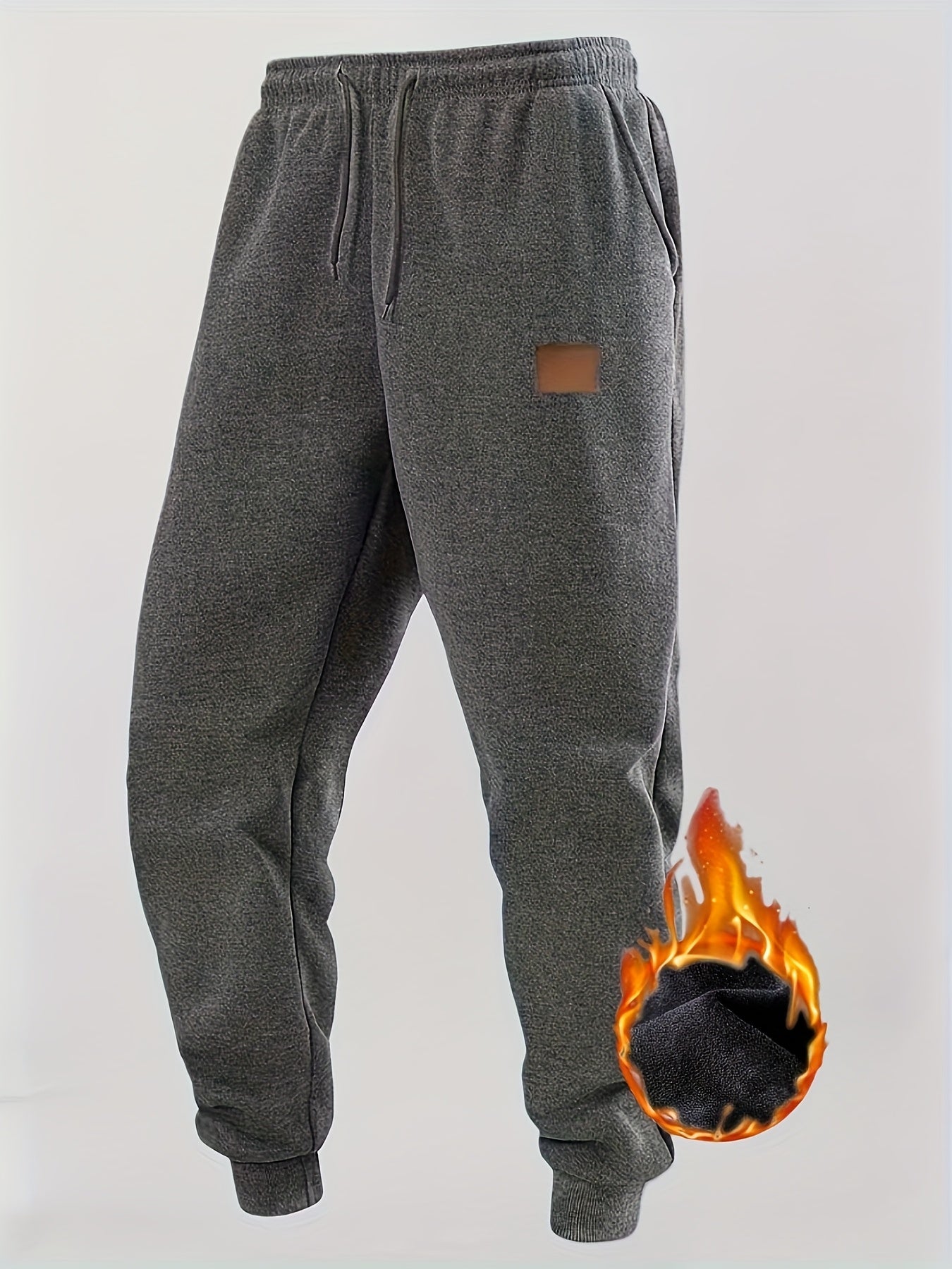 Herren Warme Jogginghose mit Fleecefutter, Kordelzug, Schwarz
