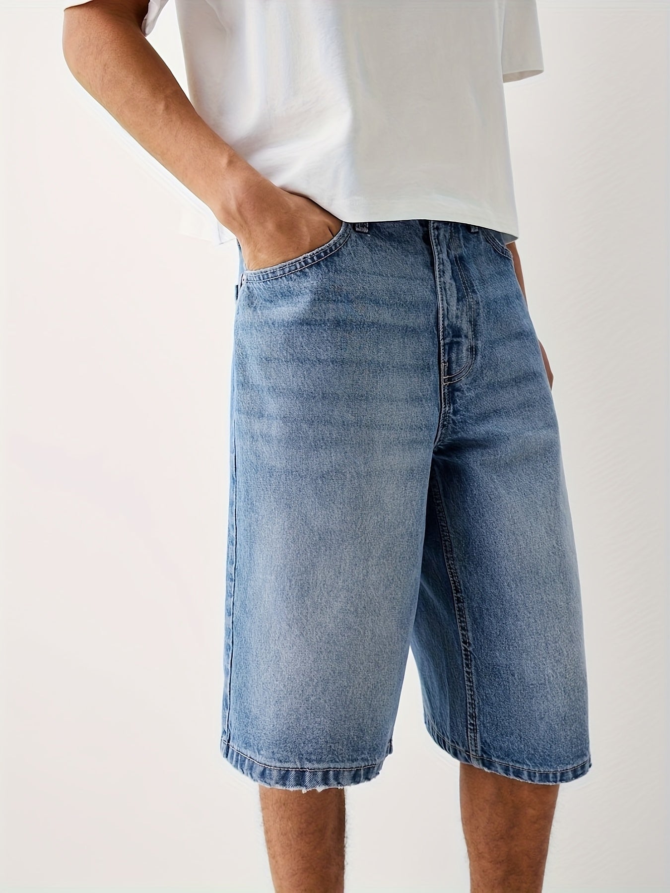 Bermuda jeans homme coupe ample – style urbain décontracté pour le quotidien et les loisirs