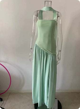 Vestido de noche elegante para mujer asimétrico con abertura – Vestido largo moderno para ocasiones especiales