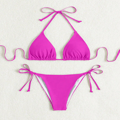 Kimberley – Einfarbiger gebundener Halter-Bikini