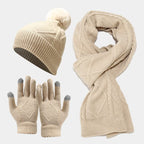 Breiset voor dames met muts, sjaal en handschoenen