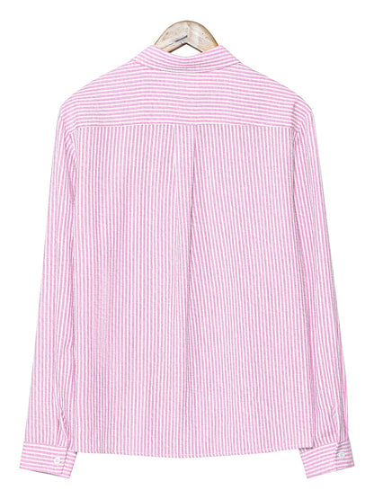 Camicia uomo business casual a righe – Camicia classica a maniche lunghe per ufficio e spiaggia