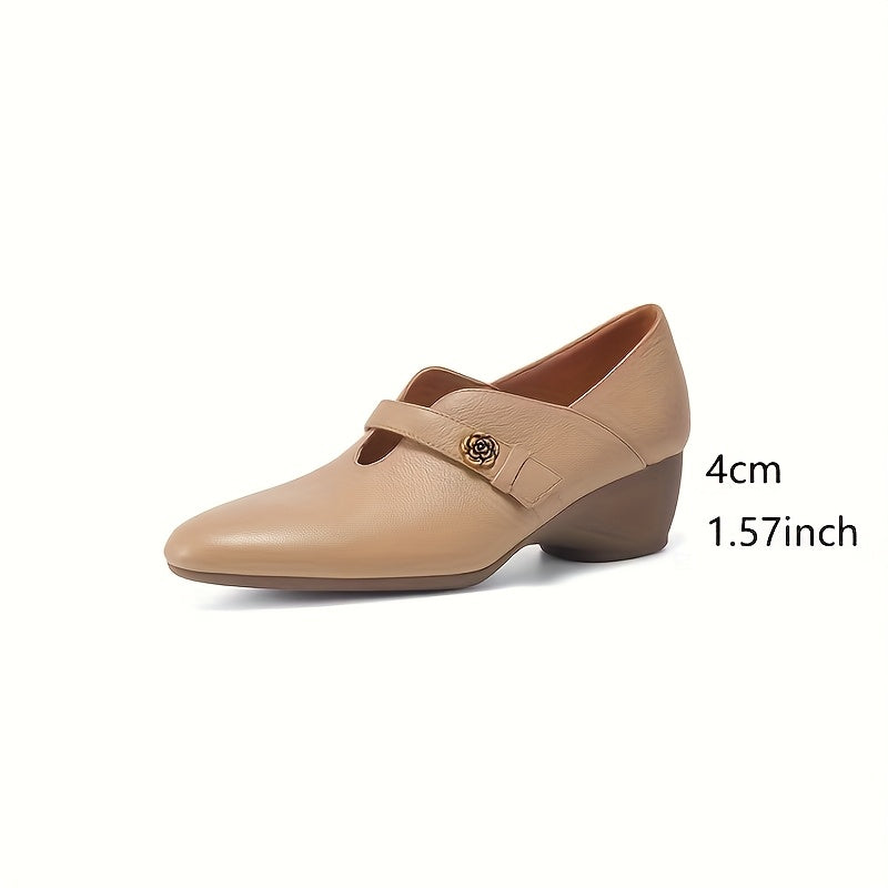 Damen vintage Mary Jane-skor med klack – elegant komfort för vardag och kontor