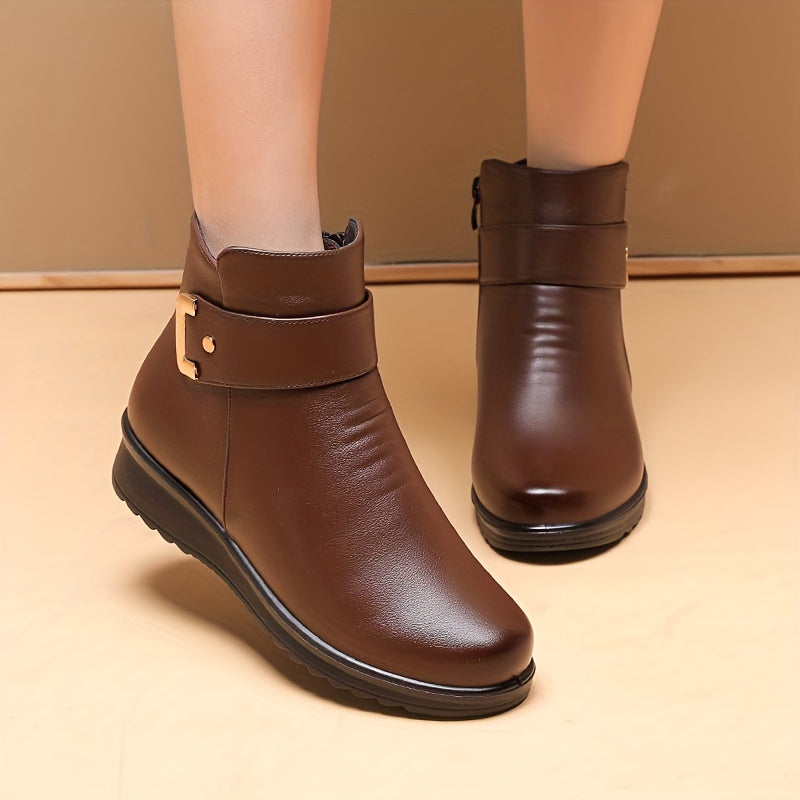 Damen Stiefelette mit Schnalle & Warmfutter, braun