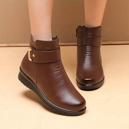 Damen Stiefelette mit Schnalle & Warmfutter, braun