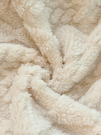 Gilet da donna con cappuccio in pile teddy e bottoni, bianco