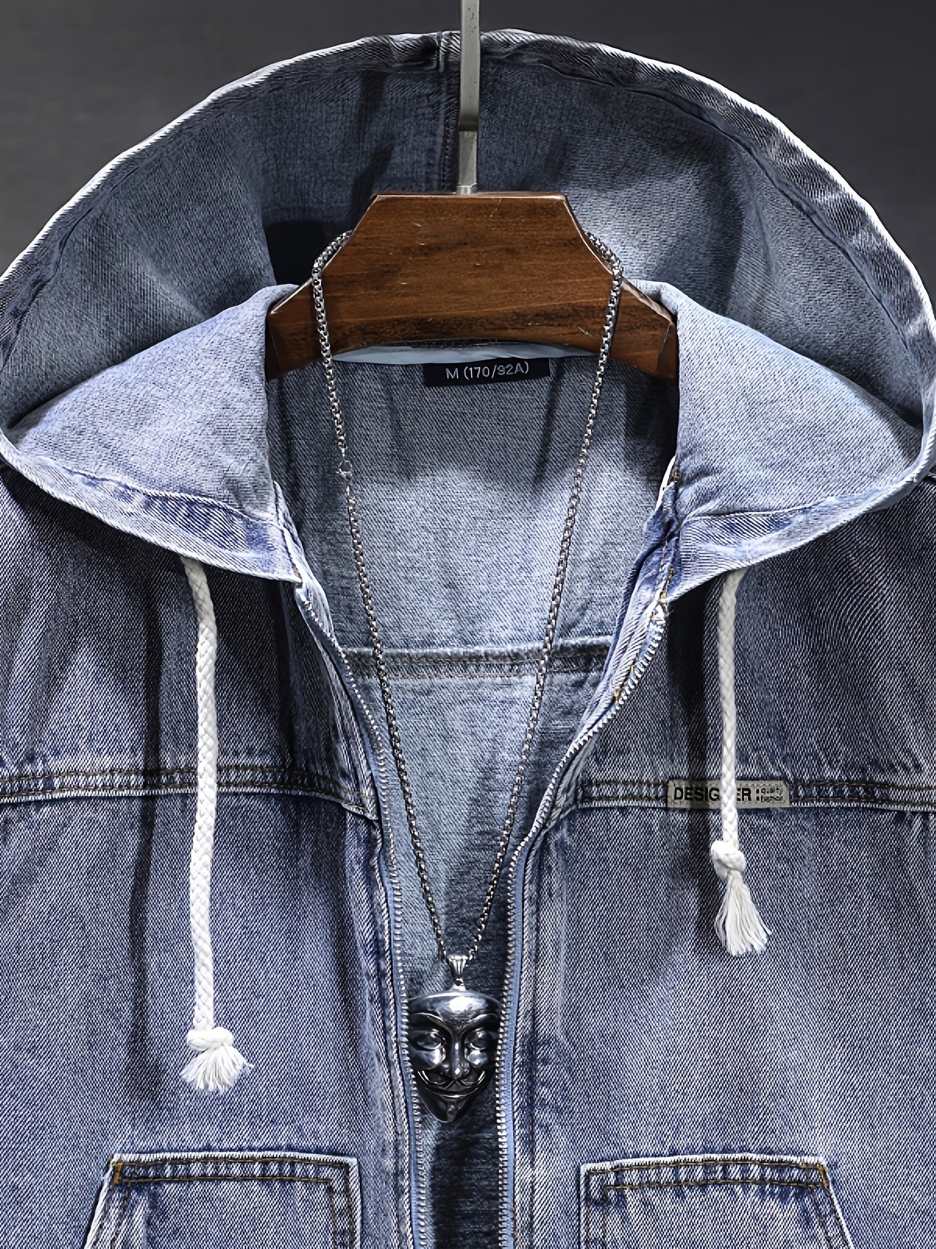 Chaqueta vaquera de hombre sin mangas con capucha, cremallera y efecto desgastado