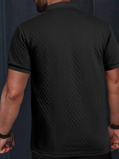 Herren Sommer Set mit Strukturmuster – Freizeit Kurzarm Shirt und Shorts für Alltag und Urlaub