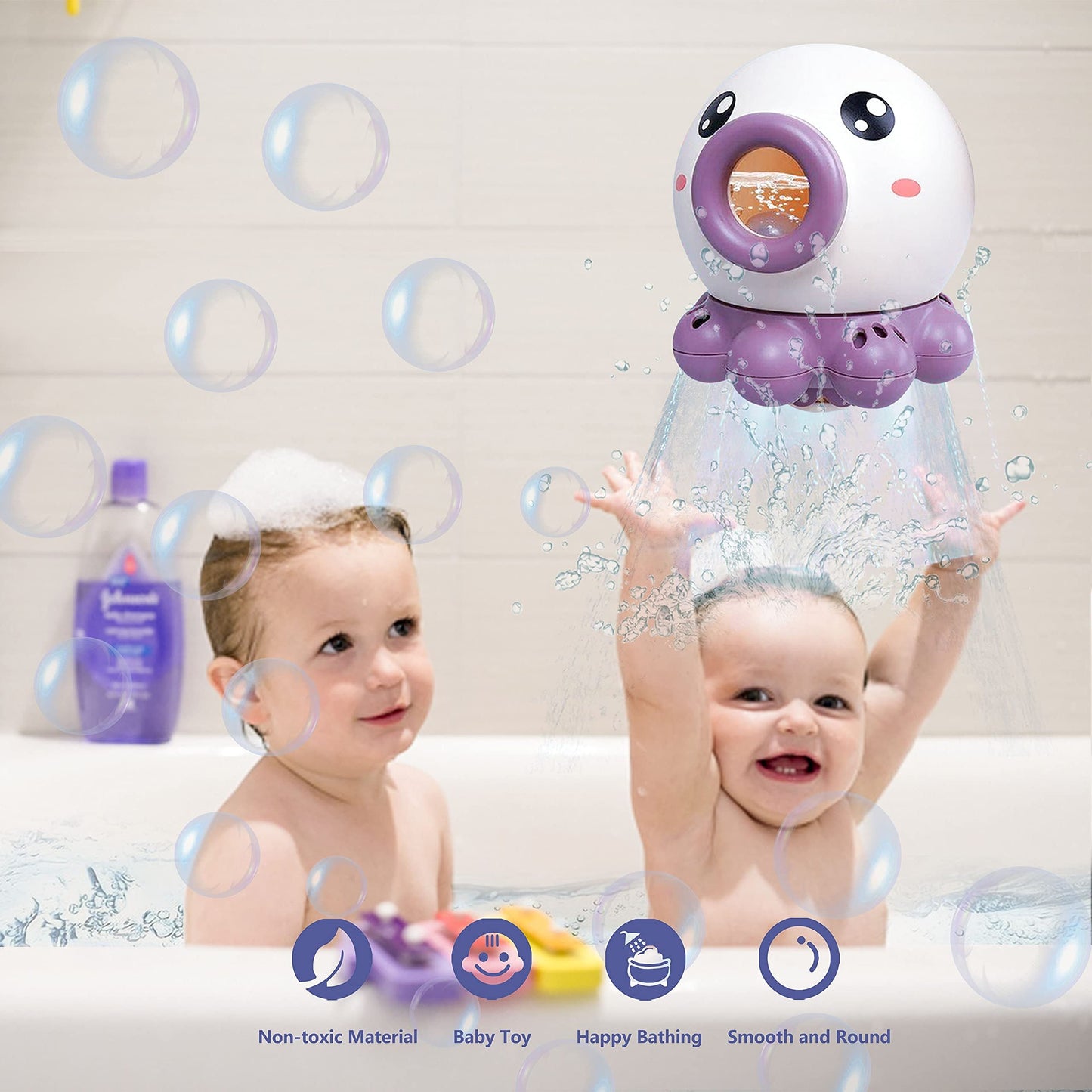 Baby Bade-Spielzeug Oktopus Wasserspritzspielzeug für Jungen und Mädchen – Interaktives Badespaß-Spielzeug für Kinder und Kleinkinder