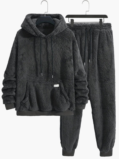 Herre fleece hoodie joggingdragt todelt – hyggeligt fritidstøj til sport & loungewear