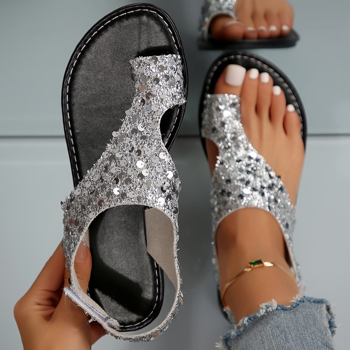 Dame sommersko elegante tåsplitter sandaler med rem – Komfortable fritidssko for hverdag og ferie