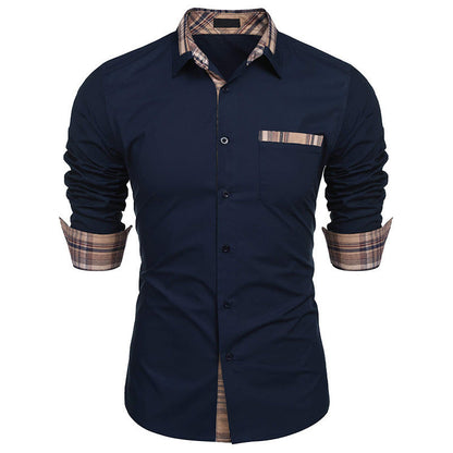 Herre slim fit fritidsskjorte med tern – Stilfuld langærmet business & casual skjorte