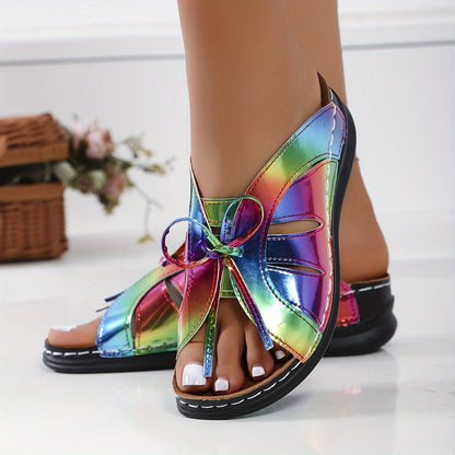 Damen Komfort-Sandalen mit Schleifen-Design für Freizeit & Alltag – Offene Zehen, Sommer, Bequemer Einstieg