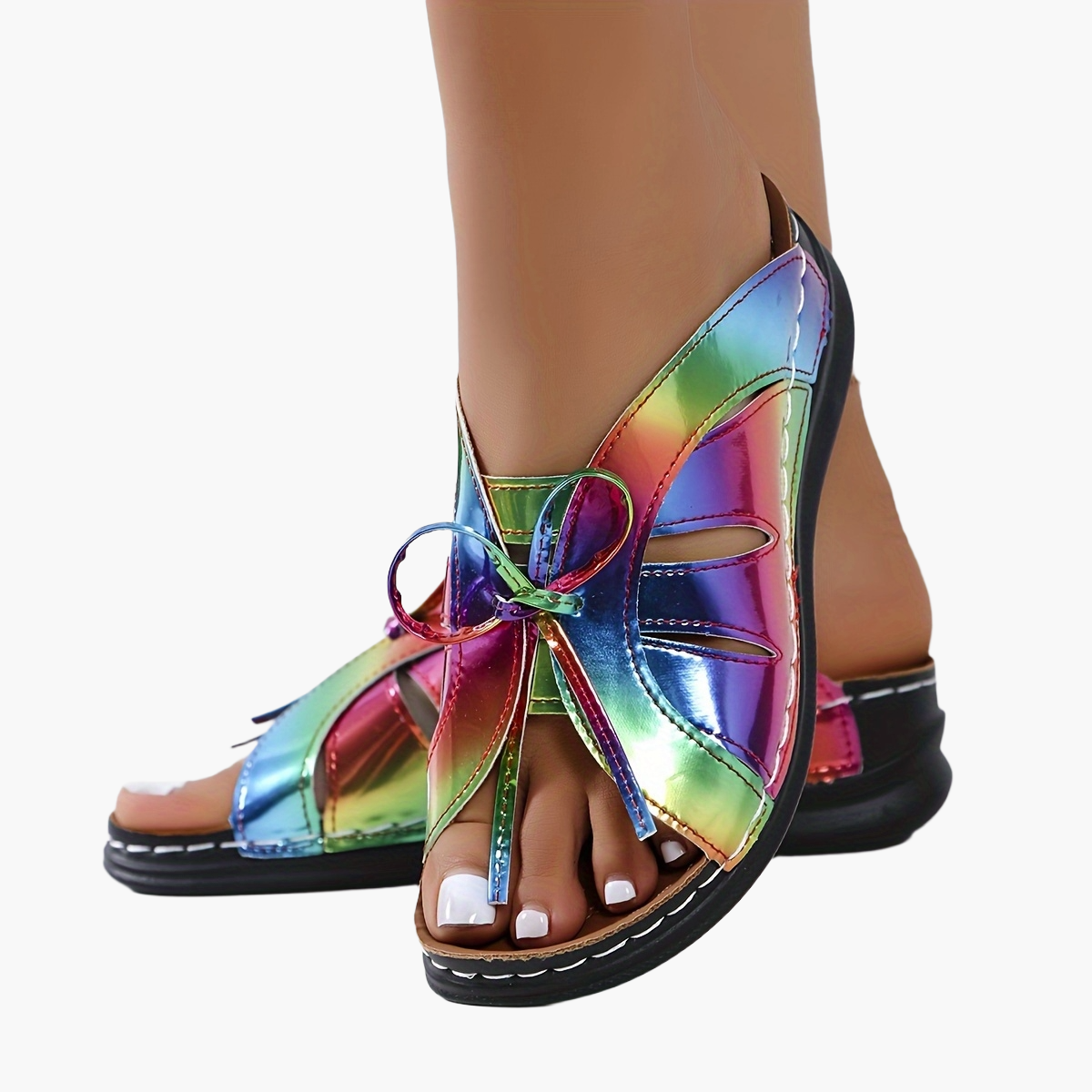 Damen Komfort-Sandalen mit Schleifen-Design für Freizeit & Alltag – Offene Zehen, Sommer, Bequemer Einstieg