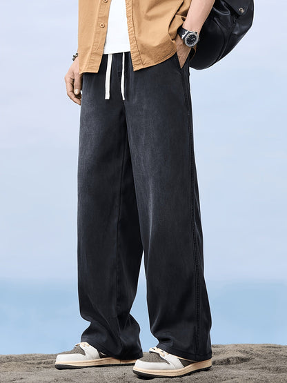 Herren Weite Jeans mit Kordelzug – Lässiger Straight-Leg Style für Freizeit und Alltag