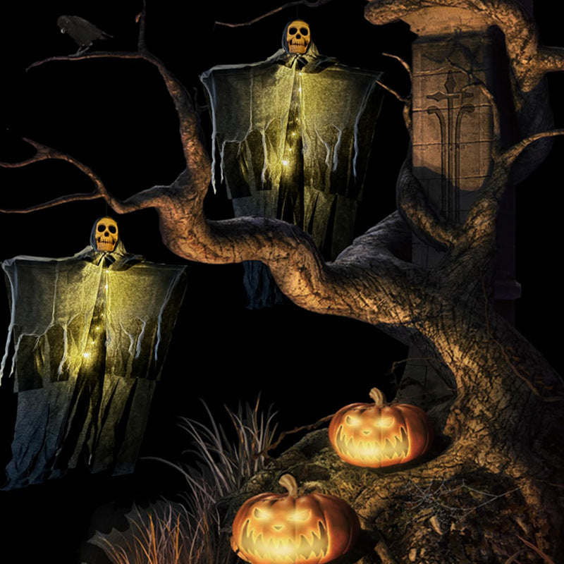 Fantasma appeso di Halloween con luci LED – Decorazione spaventosa per feste di Halloween e esterni