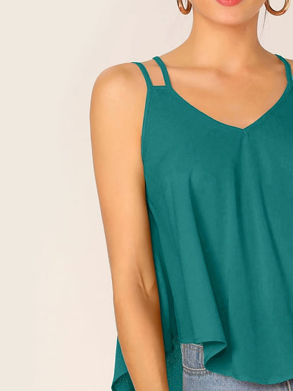 Top de verano para mujer con tirantes dobles y corte holgado – Camisola de moda para tiempo libre