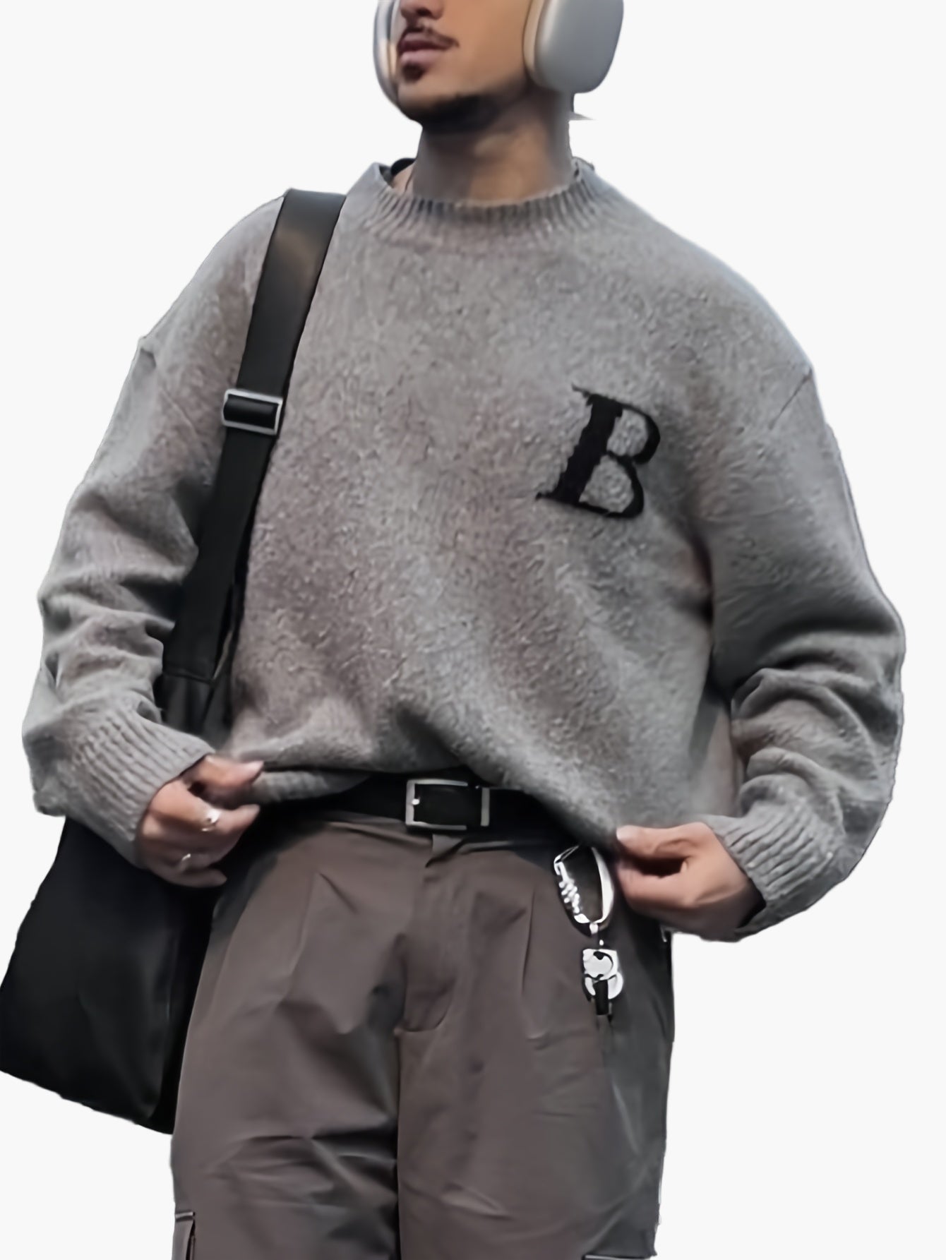 Herren Streetstyle Pullover mit Buchstaben-Detail und lockerem Schnitt – Ideal für Herbst & Winter