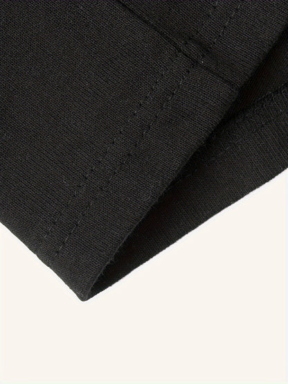 Camiseta unisex de manga larga, cuello redondo, negra y extragrande