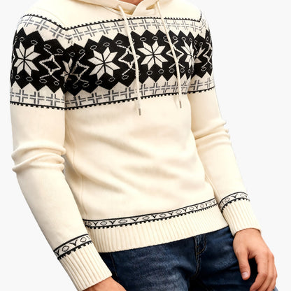 Sweat à capuche pour homme avec motif norvégien – Pull d'hiver décontracté pour les loisirs et le quotidien