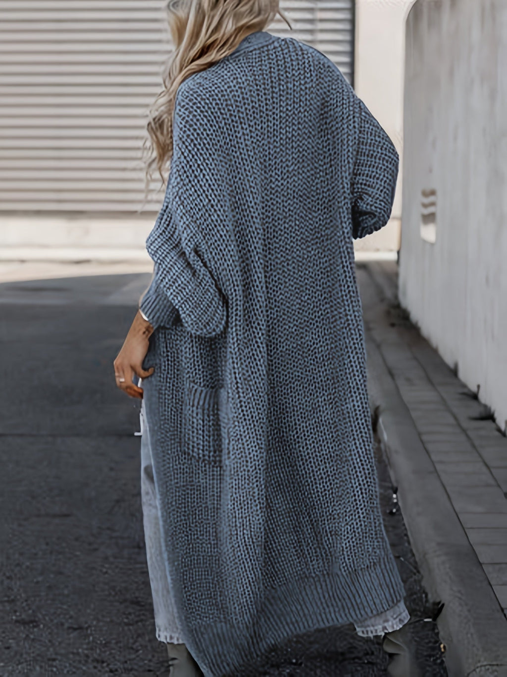 Maxi-vest met lange mouwen en zakken voor dames