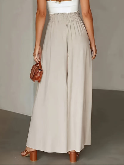 Damen Palazzo-Hose mit weitem Bein und Paperbag-Bund – Elegante High-Waist Hose für stilvolle Outfits