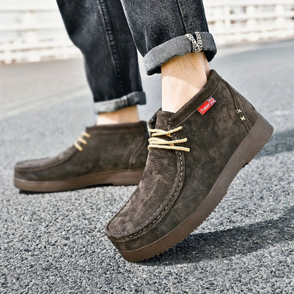 Herren Desert Boots mit Schnürung in Wildleder-Optik und Profilsohle