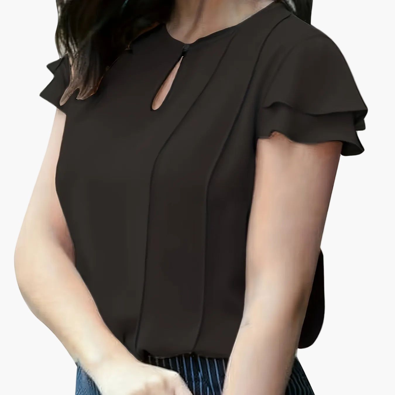 Dames elegante blouse met ruches voor kantoor en vrije tijd – korte mouwen, modern, ideaal om uit te gaan