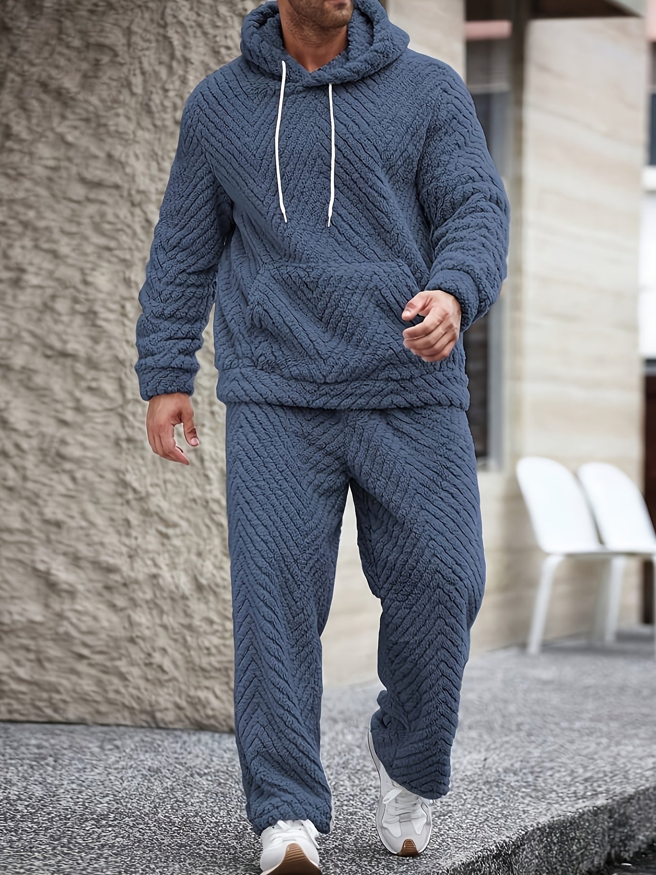 Heren zachte hoodie- en joggingbroekset, comfortabele tweedelige set