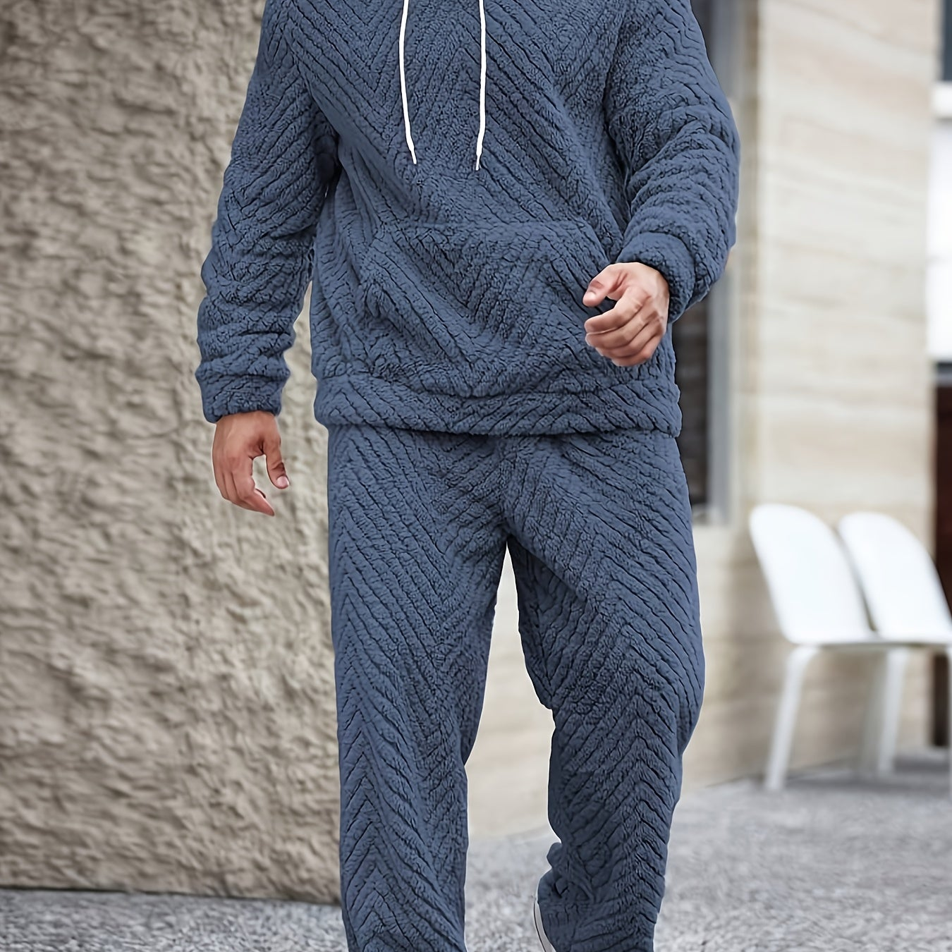 Heren zachte hoodie- en joggingbroekset, comfortabele tweedelige set
